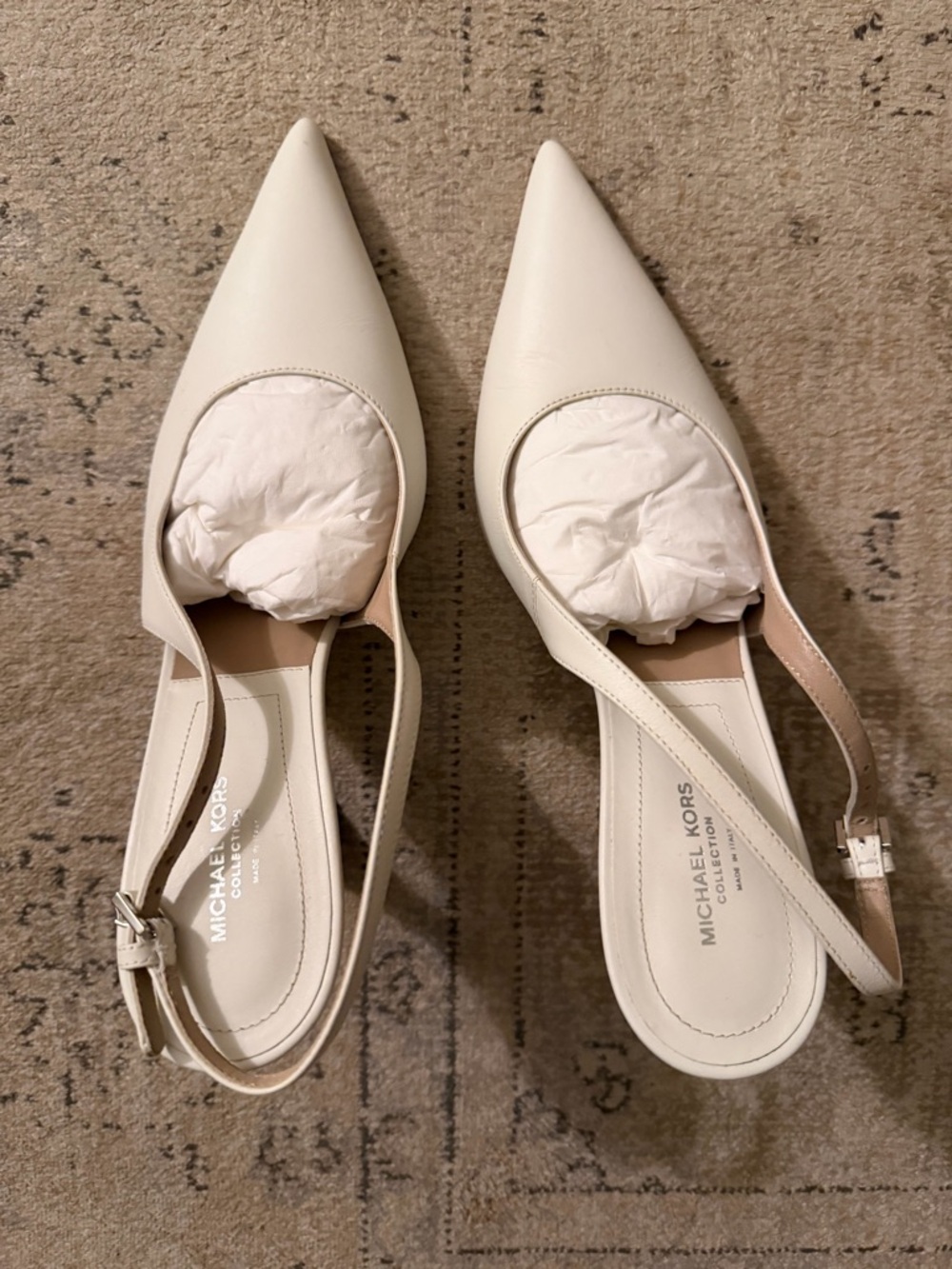 Michael Kors Collection Cream Pointed Toe Slingback Heels